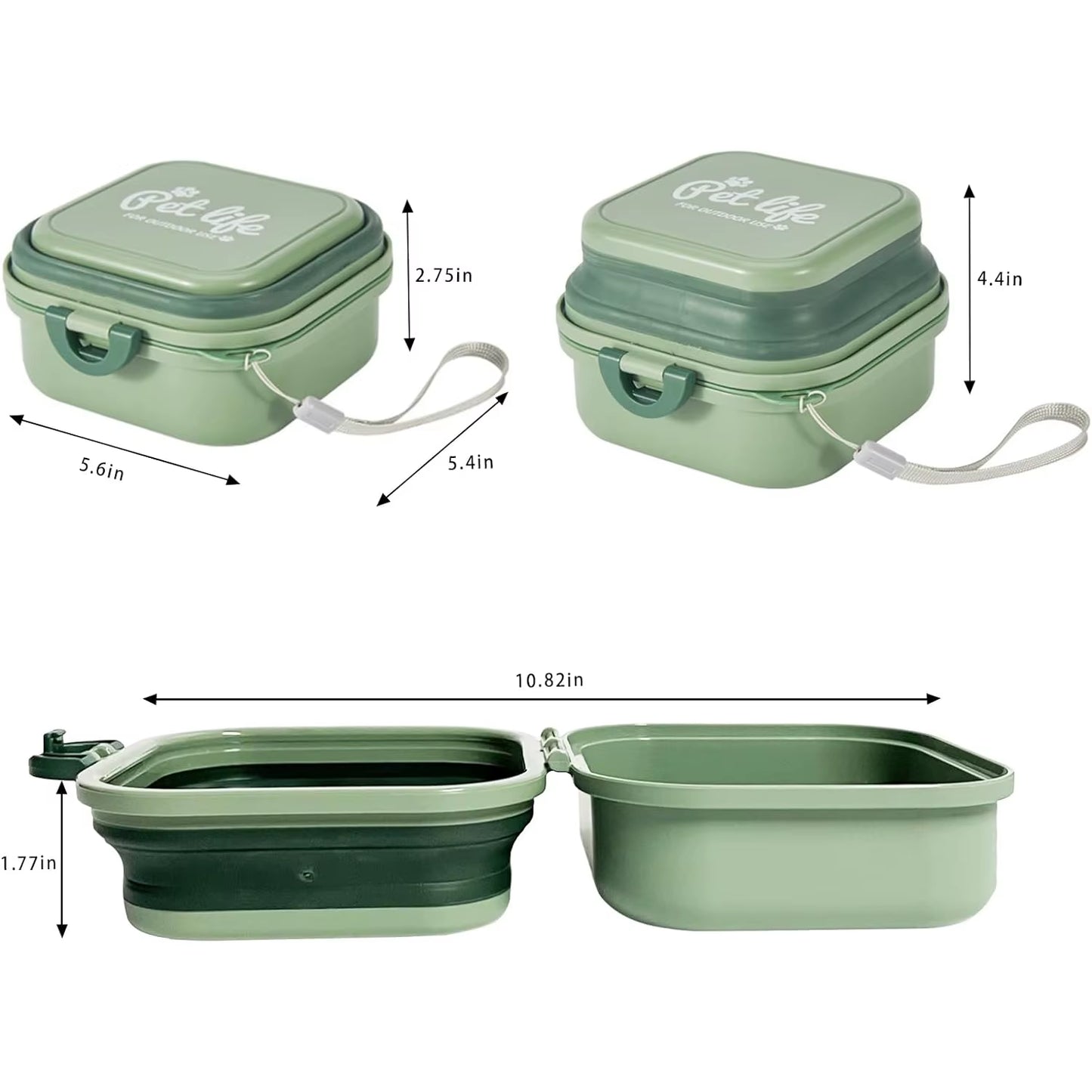 Collapsible Portable Dog Water Bowl and 2-in-1 Pet Food Feeder with Lid for Travel