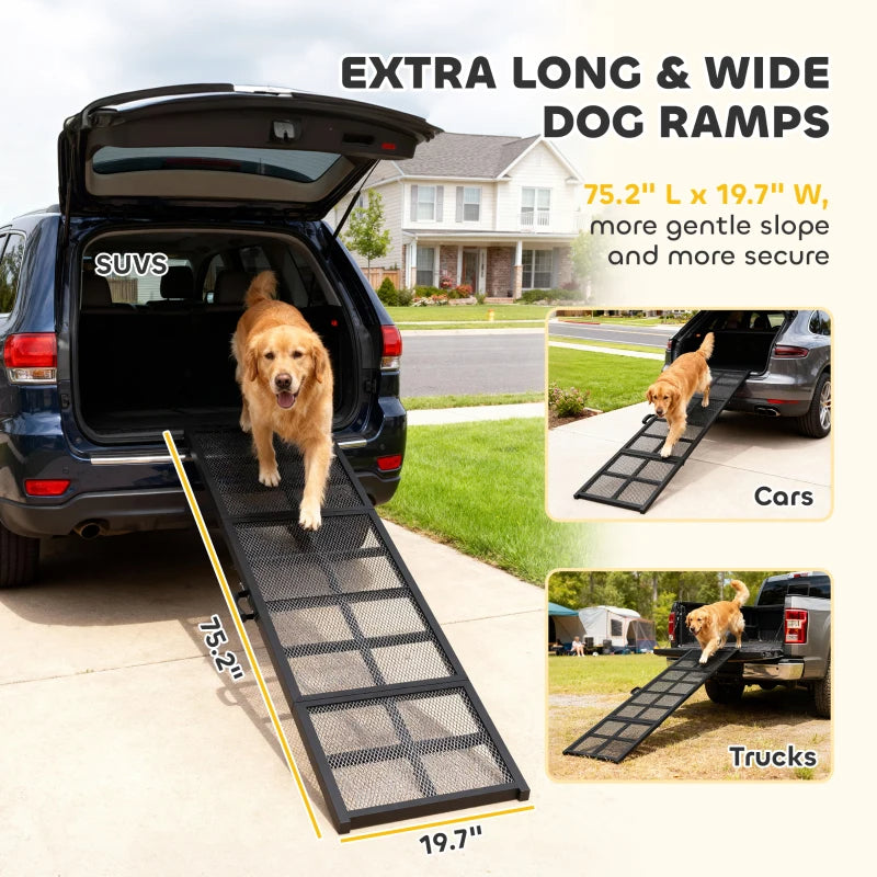 PawHut Dog Car Ramp,  Extra Long And Wide, Non-Slip Surface
