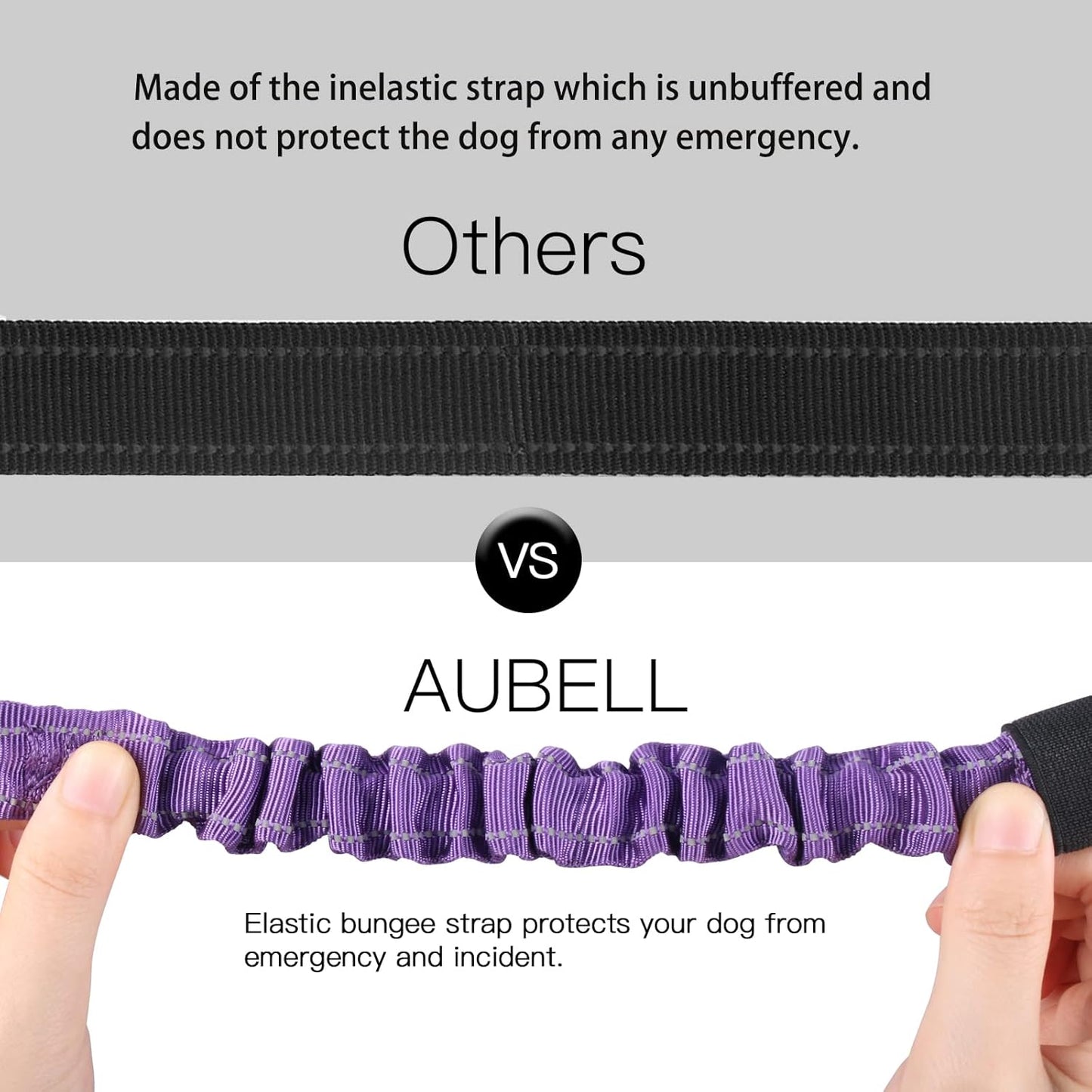 Dog Seat Belt for Car,Updated 3-In-1 Adjustable Reflective Bungee Heavy Duty Dog Car Harness Tether with Clip Hook Latch & Buckle,Swivel Zinc Alloy Carabiner,Purple