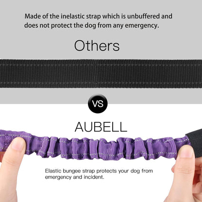 Dog Seat Belt for Car,Updated 3-In-1 Adjustable Reflective Bungee Heavy Duty Dog Car Harness Tether with Clip Hook Latch & Buckle,Swivel Zinc Alloy Carabiner,Purple