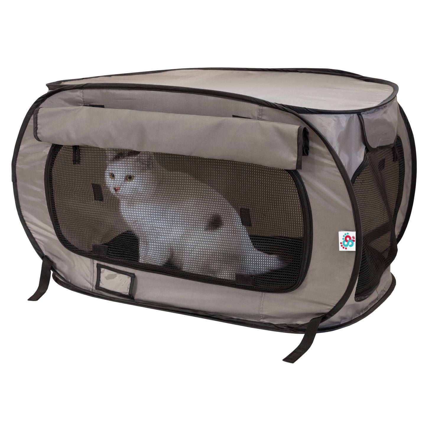 Medium Soft-Sided Pop-Open Cat & Dog Travel Kennel, Gray