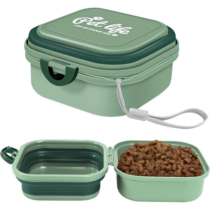 Collapsible Portable Dog Water Bowl and 2-in-1 Pet Food Feeder with Lid for Travel