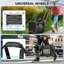WFUN Rolling Pet Carrier with Wheels for Small Medium Dogs & Cats up to 20Lb for Travel Flight Camping Outdoor,Black