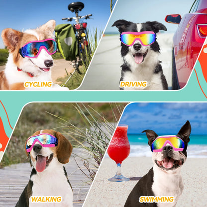 Dog Sunglasses Dog Goggles for German Shepherd Easy to Wear Motorcycle - Pink