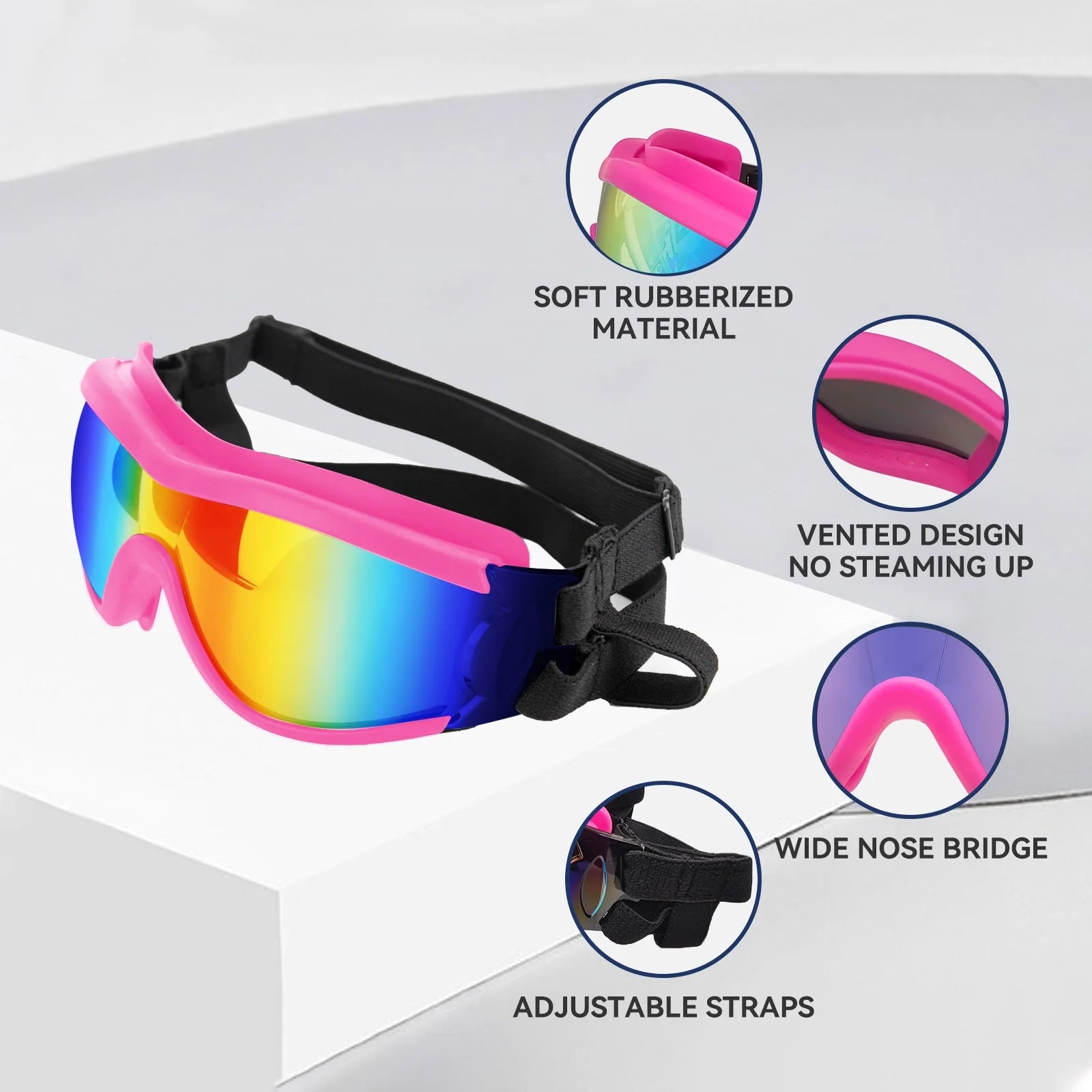 Dog Sunglasses Dog Goggles for German Shepherd Easy to Wear Motorcycle - Pink