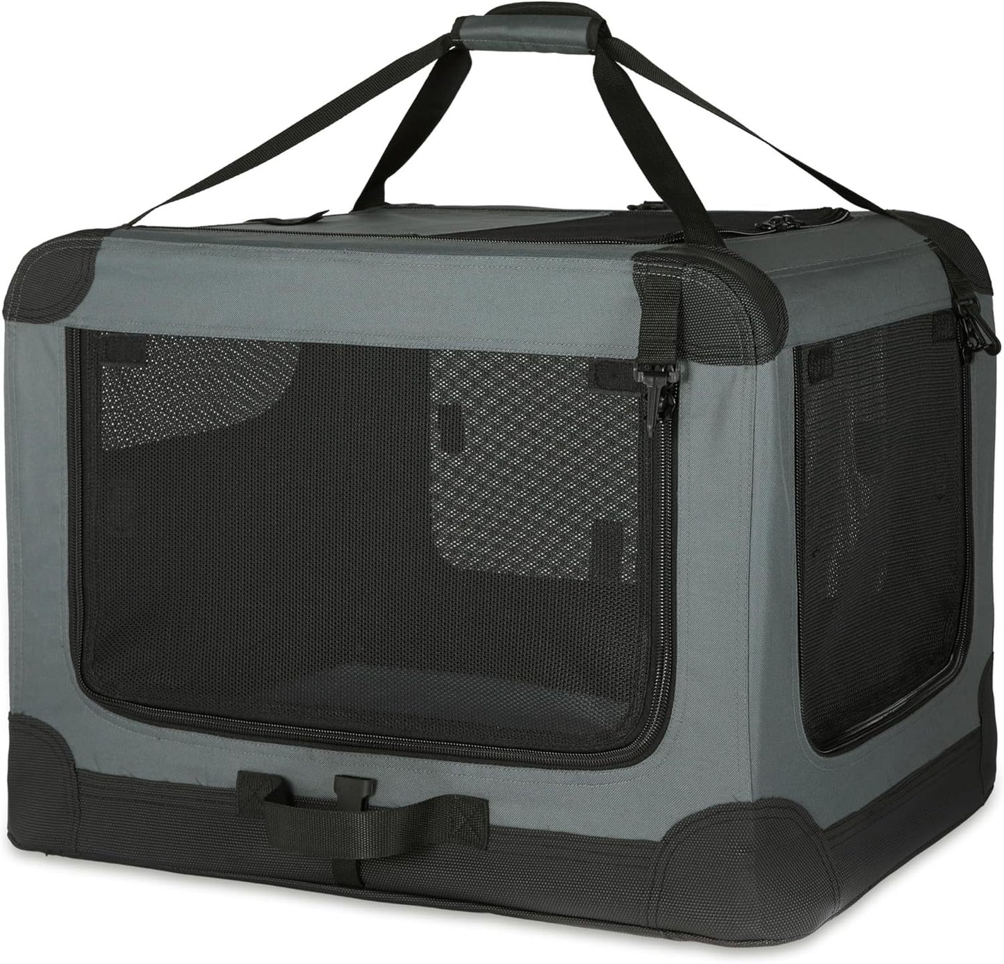 Foldable and portable Dog Crate, With Three-door Mesh Windows--42IN.grey