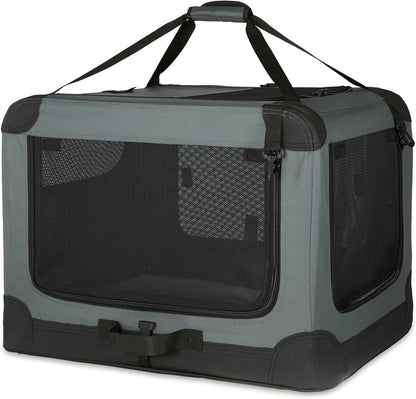 Foldable and portable Dog Crate, With Three-door Mesh Windows--42IN.grey