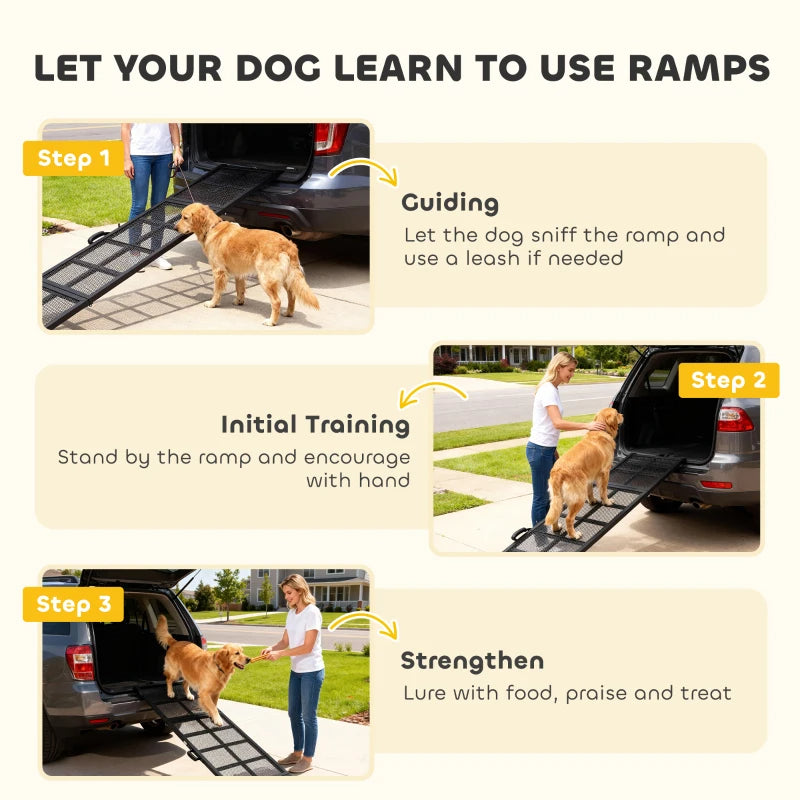 PawHut Dog Car Ramp,  Extra Long And Wide, Non-Slip Surface