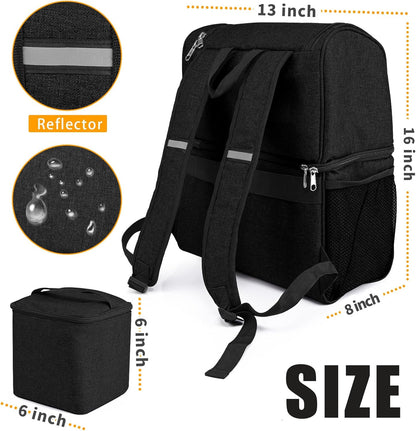 Dog Travel Bag for Supplies with Food Container Bag Dog Travel Backpack for Hiking Overnight Camping Trip Black