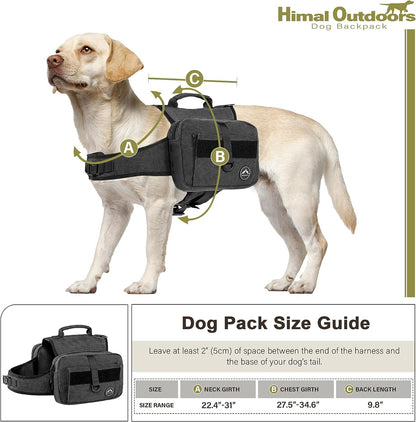Dog Backpack & Saddle Bag, Tactical Hiking Backpack for Large Dogs with Side Pockets & Adjustable Strap