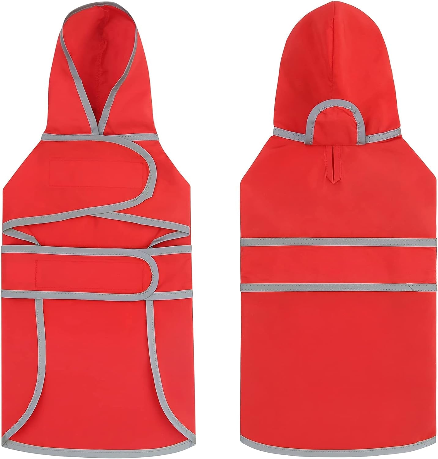 Dog Raincoat for Large Dogs Waterproof Jacket Hooded Rain Coats with Reflective Strips Leash Hole & Poncho Adjustable Fit (Red,L)