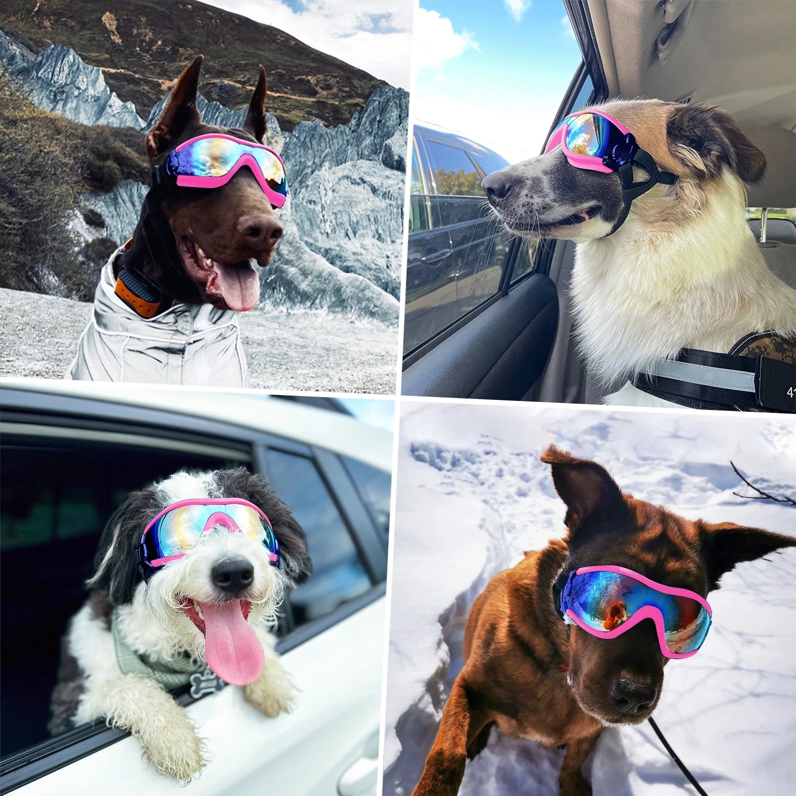 Dog Sunglasses Dog Goggles for German Shepherd Easy to Wear Motorcycle - Pink